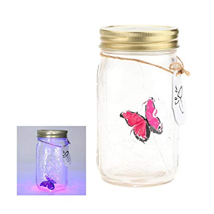 eSmart Animated Butterfly In A Jar With LED Light (Pink)