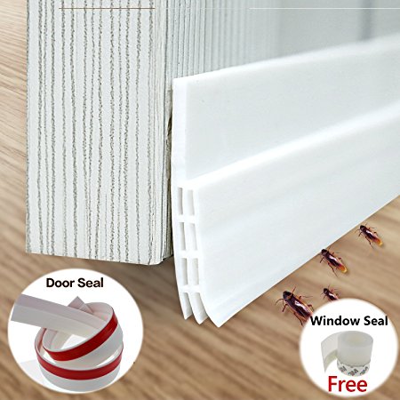LOWELLTEK Door Seal,Door & Window Seal for Cracks & Gaps,Door Sweep Weather Strippig Door Draft Stopper(1M Door seal & 1M Window Seal)