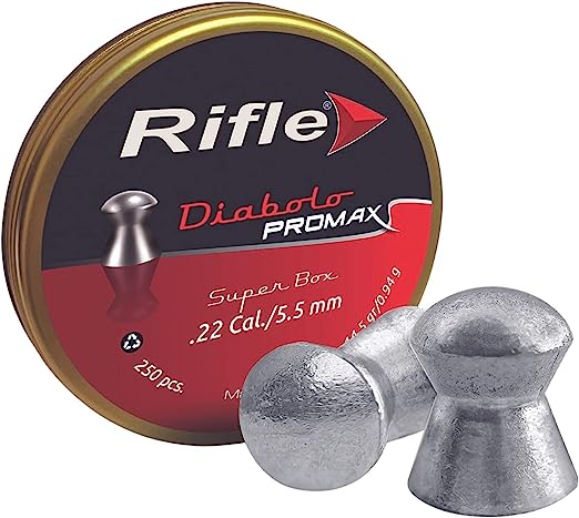Rifle PROMAX Round Nose Air Gun Pellets | .22 Caliber | 4.5 mm | 14.5 gr | Rounded Head for Recreational Target Shooting and Hunting | 250 Count