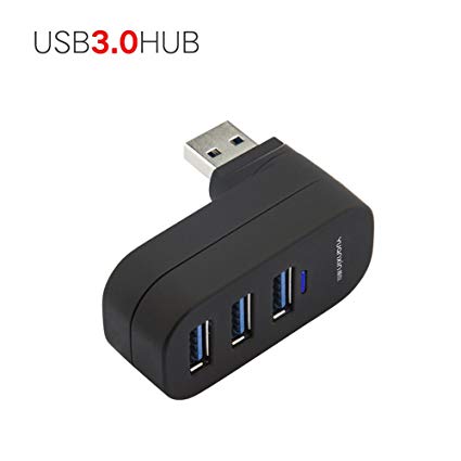 Sudroid Yuanxin 3-Port USB 3.0 Rotatable Hub [90°/180° Degree Rotatable] (Black)