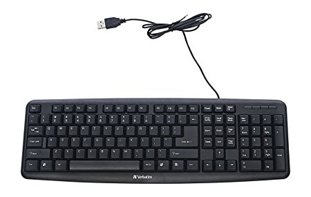Verbatim Slimline Corded USB Keyboard, Black (99201)