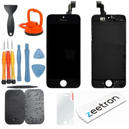 Zeetron iPhone 5C Premium Glass Screen LCD Repair & Replacement Do It Yourself Kit Black (For Models: A1532 A1507 A1532 A1456 A1529 A1526)