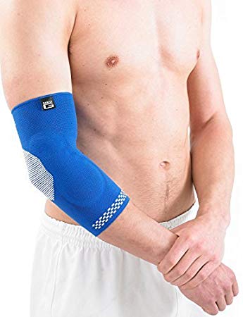 NEO G Airflow Plus Elbow Support - LARGE - Blue - Medical Grade Quality sleeve, Multi Zone Compression, lightweight, breathable, HELPS with epicondylitis, Tennis/Golfers elbow - Unisex Brace