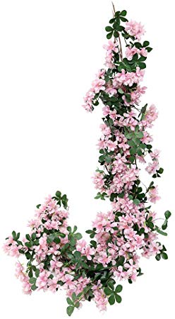 Veryhome Artificial Cherry Blossom Garland Hanging Vine Silk Garland Wedding Party Decor (Pink)