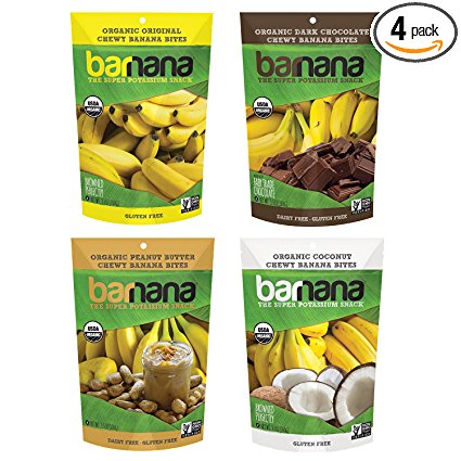 Barnana Organic Chewy Banana Bites Variety Pack, 4 Count