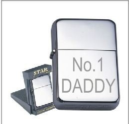 No1 DADDY PERSONALISED ENGRAVED STAR CHROME PETROL LIGHTER 126 ENGRAVED FREE OF CHARGE