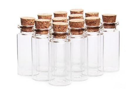 10PCS/10ML Clear Glass Jars Bottles Empty Sample Vials with Cork Stoppers for Message Wedding Wish Jewelry Party Favors