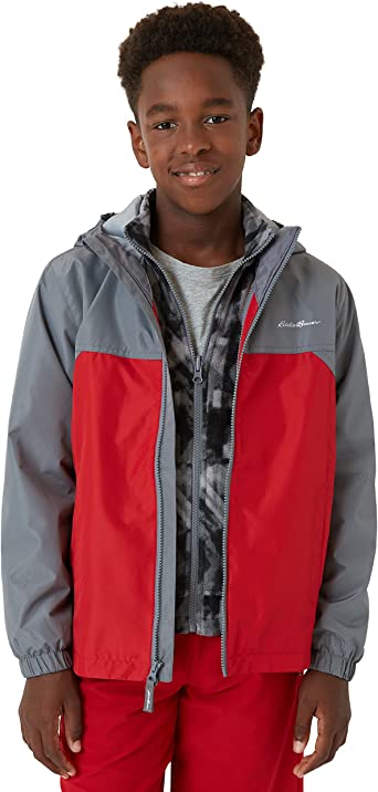 Eddie Bauer Boys' Rain Jacket - Lone Peak Waterproof 3-in-1 Insulated Windbreaker Coat with Removable Fleece Lining (5-20)