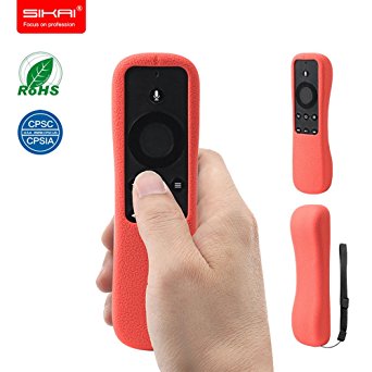 New Amazon Fire TV Stick With Voice Remote Case SIKAI Patent Amazon Fire TV Stick Remote Silicone Case for Amazon Fire TV Stick Remote Protector Case with Hand Strap Included (With Voice Red)