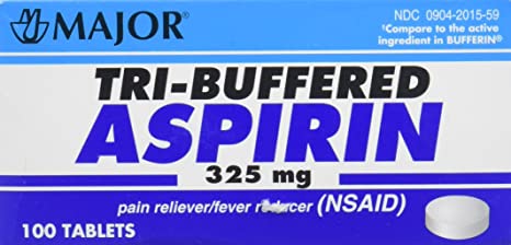 Tri-Buffered Aspirin Tablets Generic for Bufferin 325 mg 100 ea.