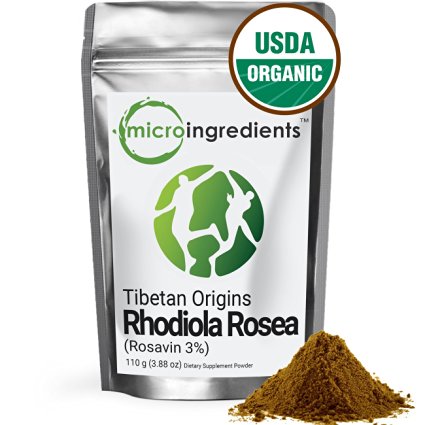 Micro Ingredients Organic Rhodiola Rosea (3% Rosavin) Powder - Enhance Energy & Mood (110 grams / 3.88 oz)
