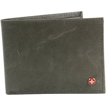 Alpine Swiss RFID Safe Men's Leather Bifold Passcase Wallet 2-in-1 Card Case