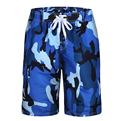 Men's Swim Trunks Quick Dry Camo Board Shorts Daily Beach Shorts with Pockets