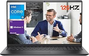 Dell Vostro 3000 Series 3520 Ordinateur portable professionnel, écran FHD de 15,6 po 120 Hz, 12e génération Intel 10 cœurs i5-1235U (Beat i7-1165G7), 16 Go de RAM, 1 To SSD, HDMI, RJ-45, Windows 11