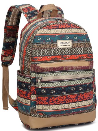 Kinmac 2015 New Design Bohemian Patten Casual Canvas Laptop Backpack Bag ,Multifunctional Lightweight Unisex Luggage & Travel Bags Knapsack,rucksack Daypack Backpack Hiking Bags Shoulder Backpacks Laptop Macbook Computer