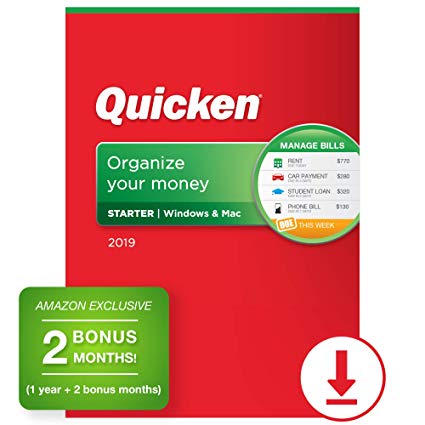 Quicken Starter 2019 Personal Finance Software 1-Year   2 Bonus Months [PC/Mac Download] [Amazon Exclusive]