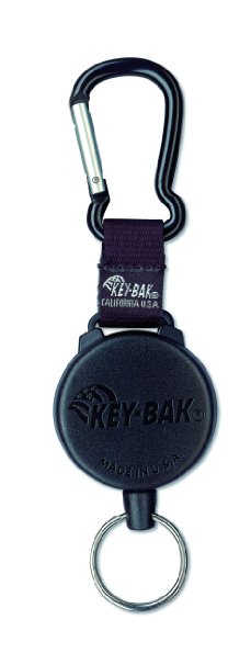 KEY-BAK 488B Retractable Reel with 48 inch 120 cm Kevlar Cord Durable Polycarbonate Case Zinc Alloy Carabiner Split Ring