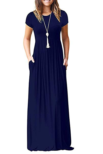 Viishow Women's Long/Short Sleeve Empire Waist Maxi Dresses Long Dresses with Pockets