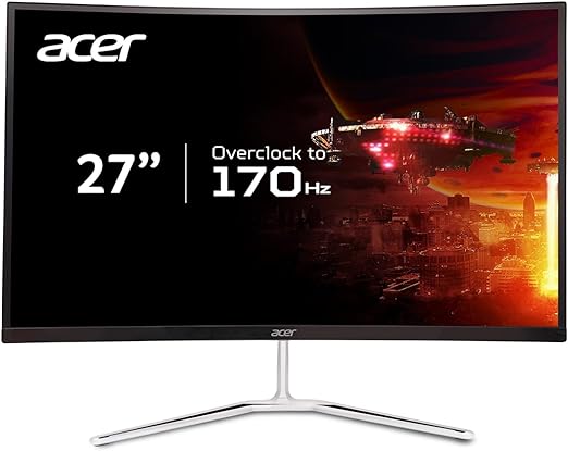 Acer Nitro 27" WQHD 2560 x 1440 1500R Curved PC Gaming Monitor | AMD FreeSync Premium | Up to 170Hz Refresh | 1ms VRB | VESA Mountable | HDR10 | 1 x Display Port 1.2 & 2 x HDMI 2.0 | EDA270U Pbmiipx