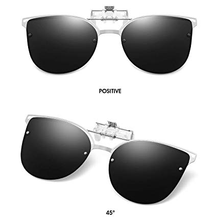 Women's Clip on Sunglasses Polarized Unisex Anti-Glare Driving Glasses With Flip Up for Prescription Glasses