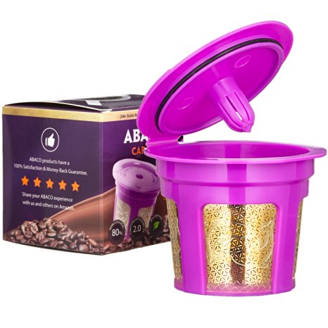 ABACO 24K Gold Reusable K-Cup Coffee Filter(Single Cup) for Keurig 1.0/2.0 Series Brewers