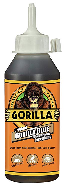 Gorilla Original Gorilla Glue, Waterproof Polyurethane Glue, 8 ounce Bottle, Brown