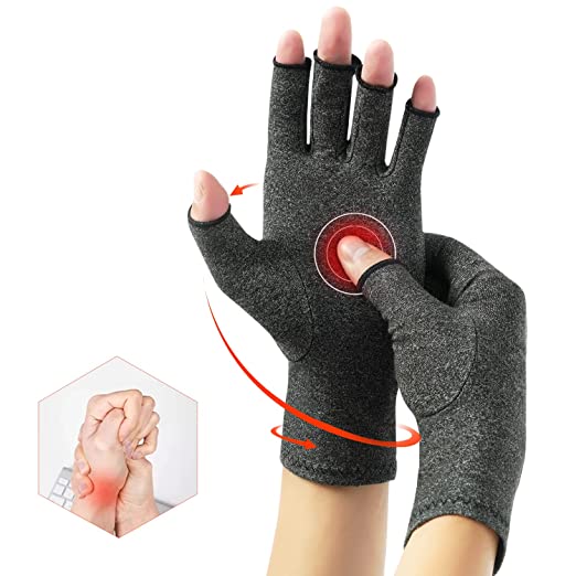 Arthritis Compression Gloves Relieve Pain from Rheumatoid, RSI,Carpal Tunnel, Hand Gloves Fingerless for Computer Typing and Dailywork, Support for Hands and Joints (M, Grey)