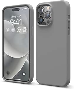 elago Coque Silicone Liquide Compatible avec iPhone 14 Pro Max Étui (6.7”), Coque Silicone Premium, Housse Protection - Case Antichoc à 4 Structure, Microfibre Douce Empêche Rayures (Gris Foncé)