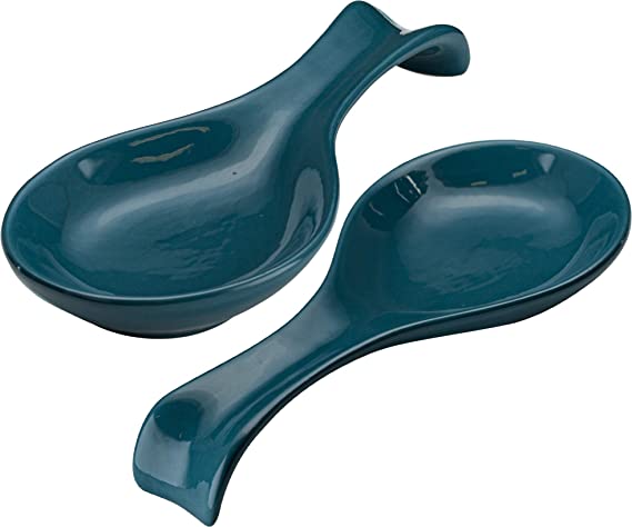 Spoon Rests, Ceramic Make, by KooK, Navy Blue, Set of 2,