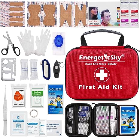 First Aid Kit, Waterproof First Aid and Compact Emergency Kit for Office, Home, Car, School, Camping, Sports