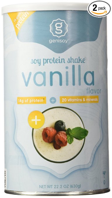 Genisoy Soy Protein Shake, Vanilla Protein Shake, 22.2-Ounce Canisters (Pack of 2)