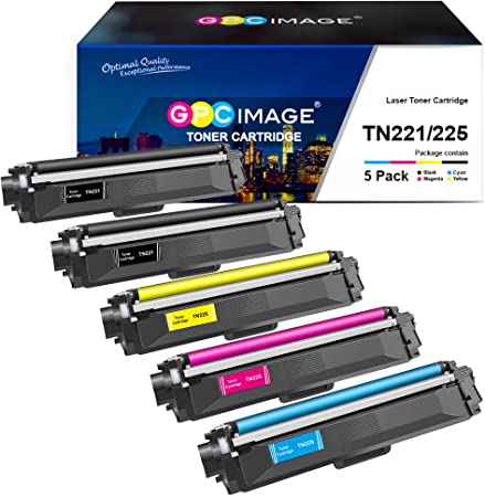 GPC Image Compatible Toner Cartridge Replacement for Brother TN221 TN225 to use with MFC-9130CW MFC-9340CDW MFC-9330CDW HL-3170CDW HL-3140CW HL-3180CDW Printers (2 Black, 1 Cyan, 1 Magenta, 1 Yellow)
