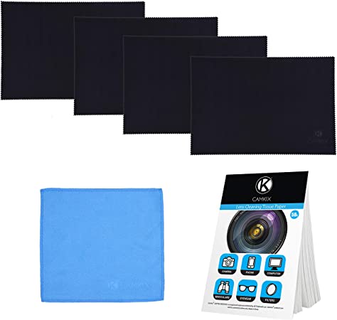 Camkix Microfiber Cover Cloth Cleaning Set - Compatible with Apple MacBook Pro (15-16”) - 4X Keyboard Liner Cloth, 1x Double Sided Cloth and 1 x Lens Cleaning Paper Tissue Booklet