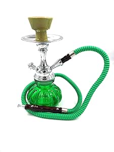 Hookah Shisha Nargila Smoking Water Pipe Bong Glass Tobacco 1 Hose Bowl Set Green Color