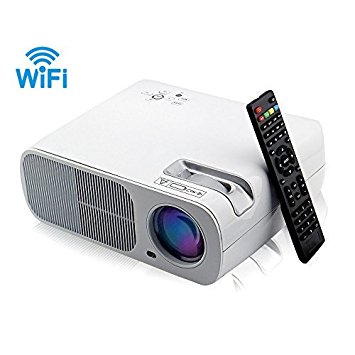Flylinktech HD LED Projector WiFi 2600 Lumens Support 1080P 800*480 With 2*HDMI/2*USB/VGA/AV/TV Home Theater Wireless LCD Projector (White)