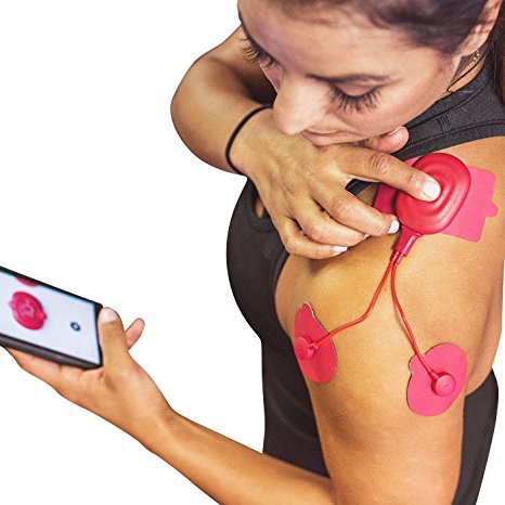 POWERDOT Wireless Muscle Stimulator - DUO - Red - Phone Controlled EMS for Targeted Muscle Training - Build Strength, Power, and Endurance - Speed Up Recovery Time - iPhone & Android Compatible