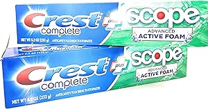 Crest Complete Toothpaste Plus Scope Advanced Active Foam, Striped, 8.2 oz (2Pack)