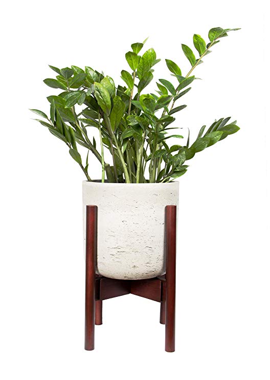 Indoor Plant Stand - Mid Century Modern Plant Holder - Tall Adjustable Plant Stand for Large Potted Plants - Bamboo Wood Pot Holder - Floor Planter Stands fit 8 inch to 12 inch Pots - Raised Pot Stand