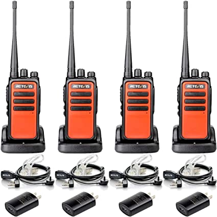 Retevis RT66 Two Way Radios Long Range Walkie Talkies Rechargeable FRS 2 Way Radio with Earpiece Headsets for Family Camping Cruise Hiking (4 Pack)