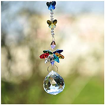 H&D Handmade 30mm Crystal Ball Chandelier Prisms Butterfly Ornaments Hanging Suncatcher (Clear)