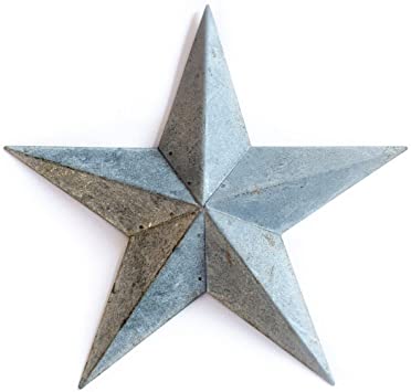 GALVANIZED METAL TIN BARN STAR 24 -grey zinc rustic country indoor outdoor Christmas home decor. Interior exterior decorations look great hanging on house walls fence porch patio. Quality gift 24"