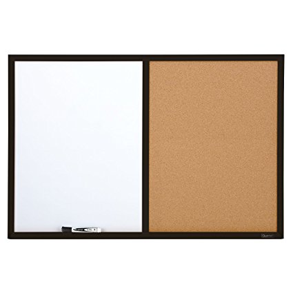 Quartet Dry Erase Board & Cork Board Combination, 2 x 3 Feet, Whiteboard & Corkboard, Black Frame (95223B)