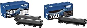 Brother Genuine TN760 2PK   TN760 High-Yield Black Toner Cartridge Bundle