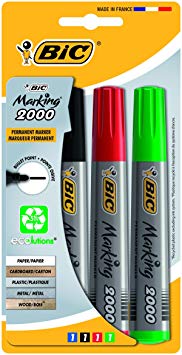 BIC Marking 2000 Permanent Markers Bullet Tip Assorted Colours 4 Pack