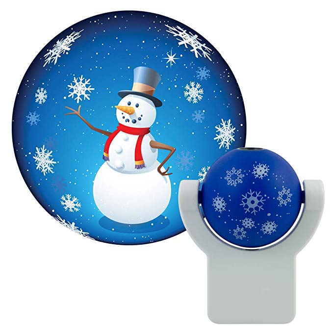 Projectables 11362 Christmas Snowman LED Plug-In Night Light, Auto On/Off, Light Sensing, Projects Cheerful Snowman Image on Ceiling, Wall or Floor