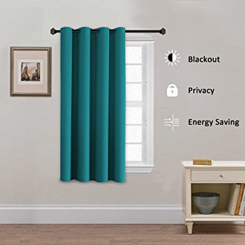 H.Versailtex Blackout Curtains & Drapes(Thermal Insulated Small Curtain for Bedroom)-52 inch Wide by 63 inch Long-Grommet Top-Solid in Turquoise Blue(Set of 1)