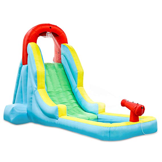 Deluxe Inflatable Water Slide Park – Heavy-Duty Nylon for Outdoor Fun - Climbing Wall, Slide, & Small Splash Pool – Easy to Set Up & Inflate with Included Air Pump & Carrying Case
