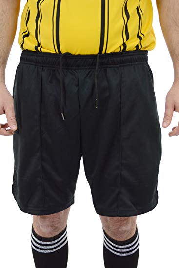 Mato & Hash Mens Premium Drawstring Referee Shorts | Black Soccer Shorts For Officials