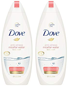 Dove Body Wash - Anti-Stress Micellar Water - Ultra Mild & Gentle - Sulfate Free - Net Wt. 22 FL OZ (650 mL) Per Bottle - Pack of 2 Bottles