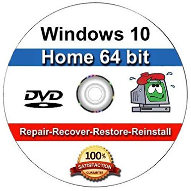 Windows 10 Home 64-Bit Install | Boot | Recovery | Restore DVD Disc Disk Perfect for Install or Reinstall of Windows